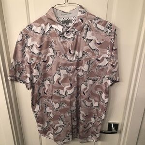 Mens Ted Baker short sleeve bird print button down XXXL